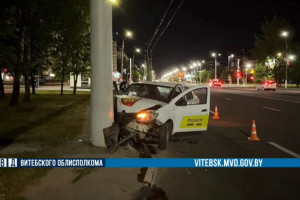 Пьяный таксист ночью устроил ДТП на проспекте Строителей в Витебске