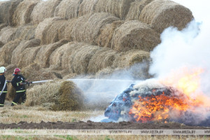 В Верхнедвинском районе огнем уничтожено 319 т сена и 14 т соломы