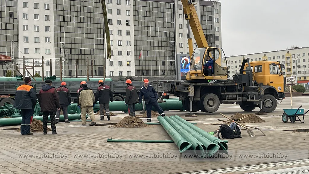 В Витебске приступили к установке главной городской елки.