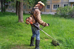 В Витебске работы по покосу придомовых территорий идут полным ходом