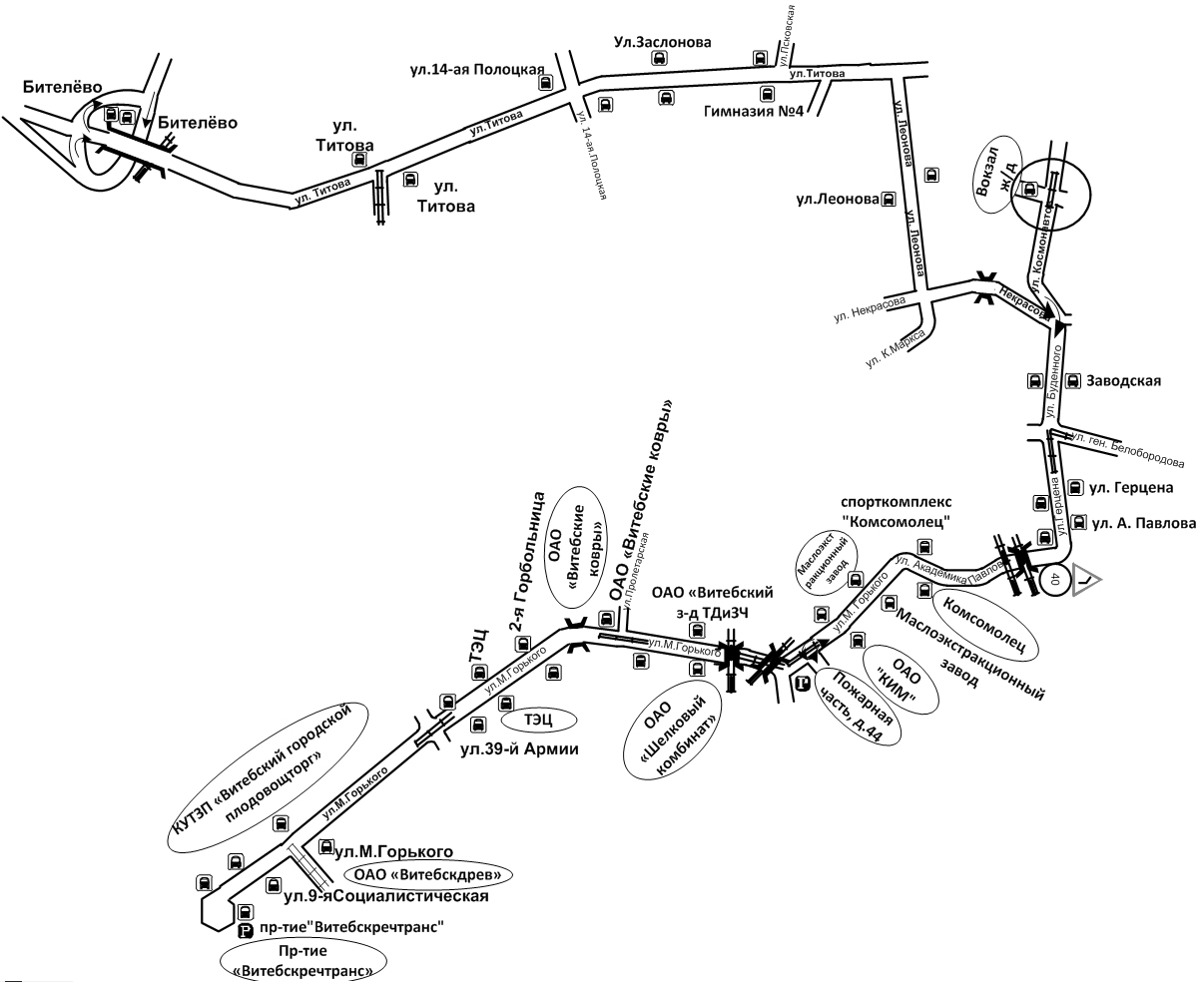 Схема движения общественного транспорта в витебске