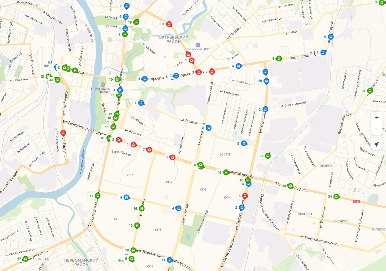 Карта общественного транспорта витебск